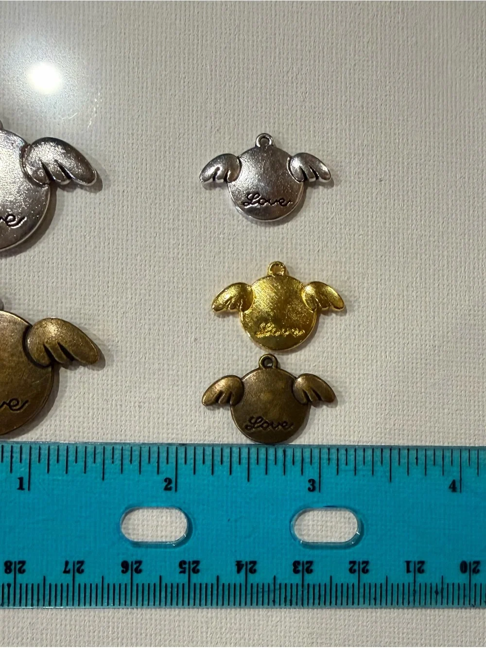 Winged Round Pendant Tray Charm - Silver, Gold, Bronze